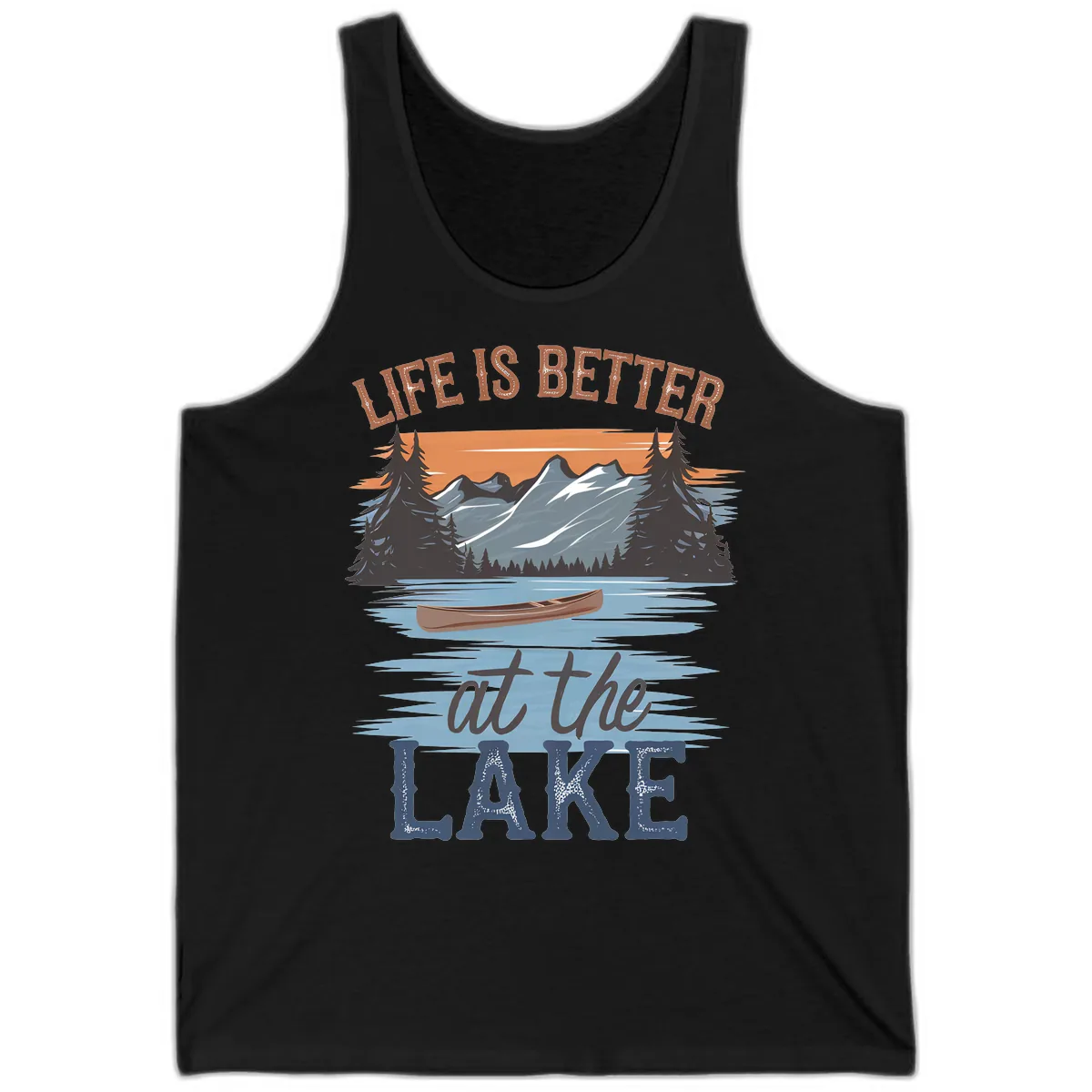 Life Is Better At The Lake Design Tank in Black
