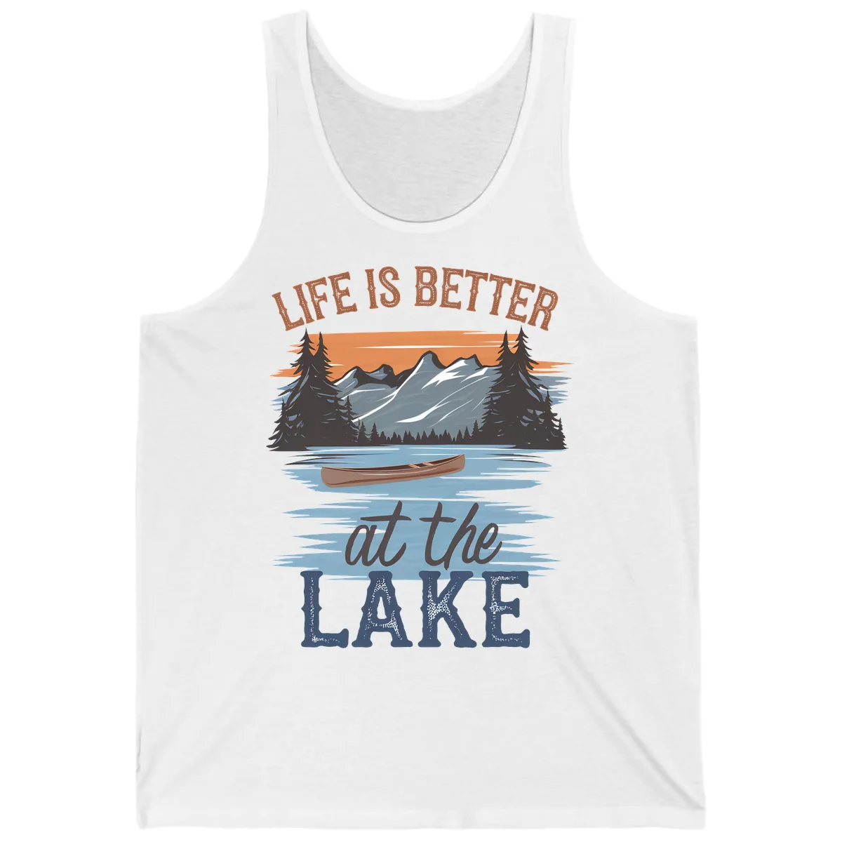 Life Is Better At The Lake Design Tank in White