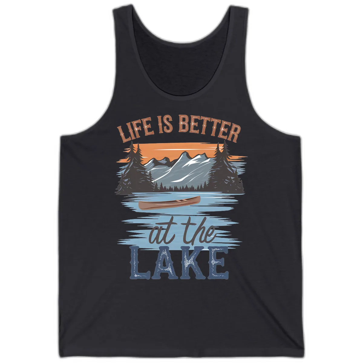 Life Is Better At The Lake Design Tank in Dark Grey
