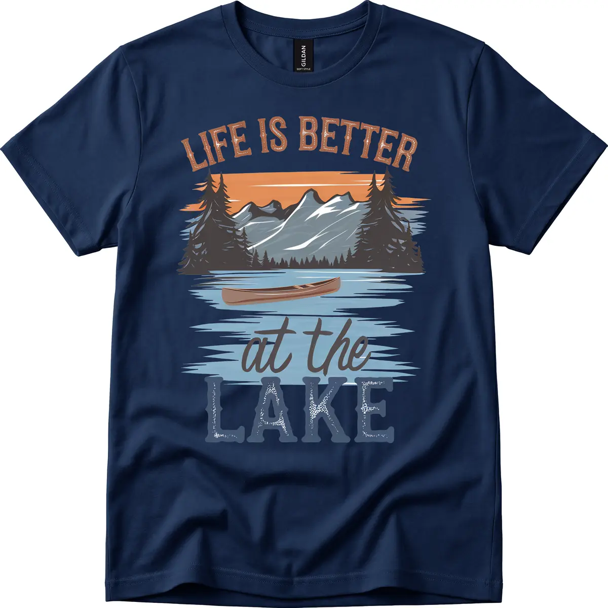 Life Is Better At The Lake Design T-Shirt in Navy