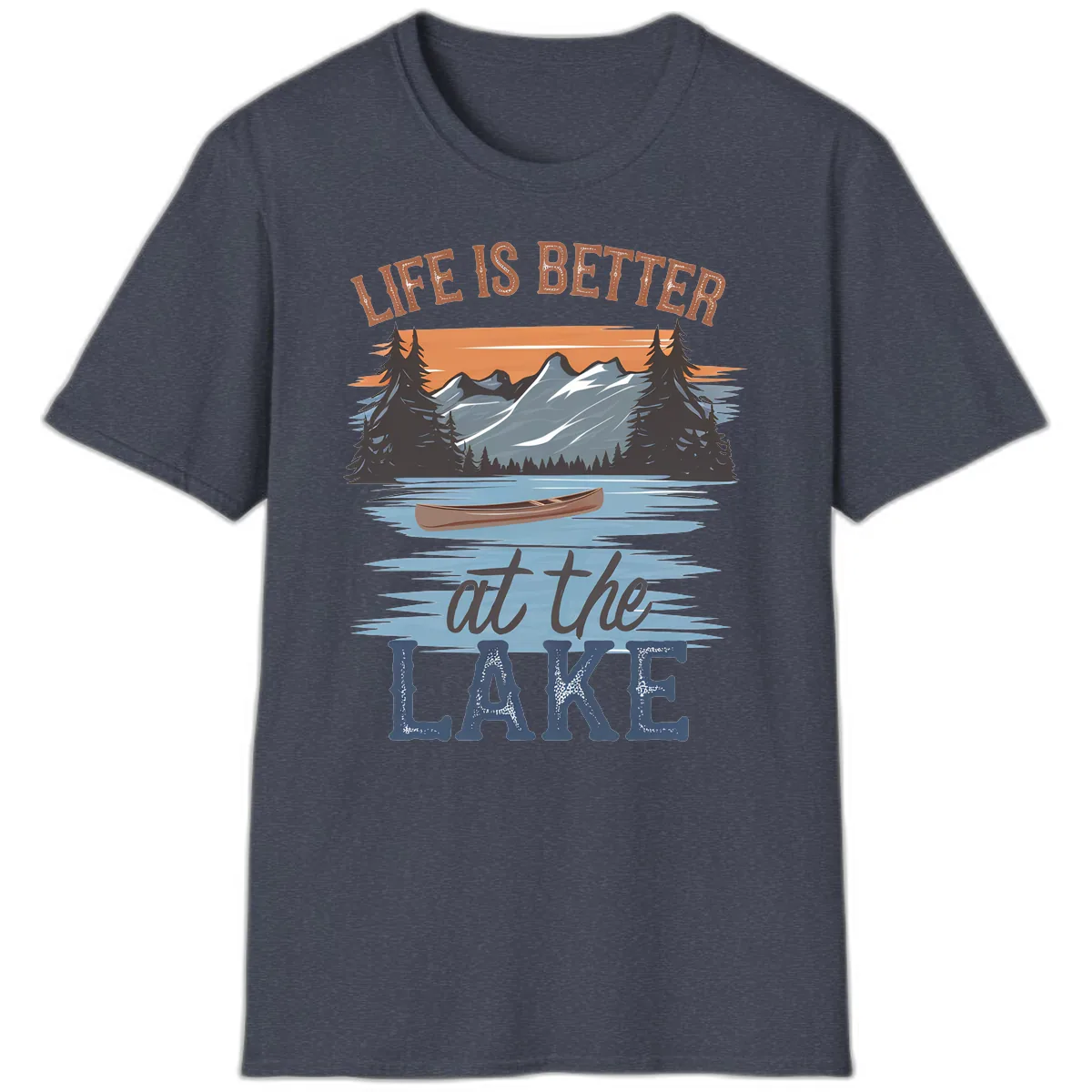 Life Is Better At The Lake Design T-Shirt in Heather Navy