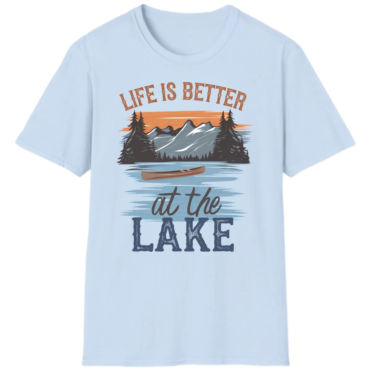 Life Is Better At The Lake Design T-Shirt in Light Blue