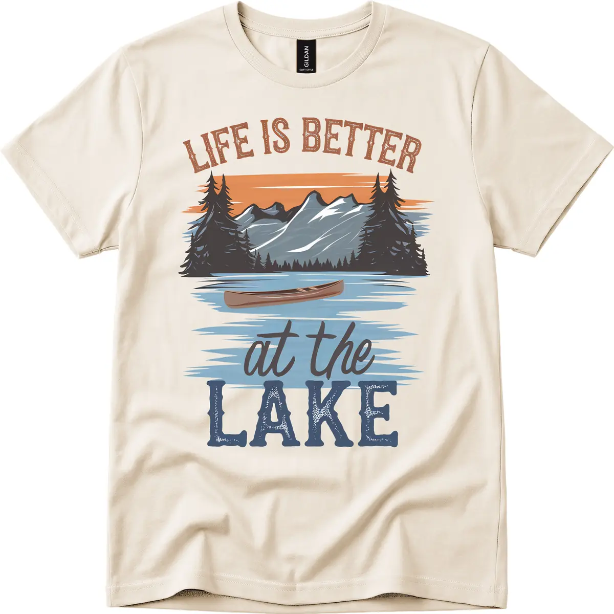 Life Is Better At The Lake Design T-Shirt in Natural