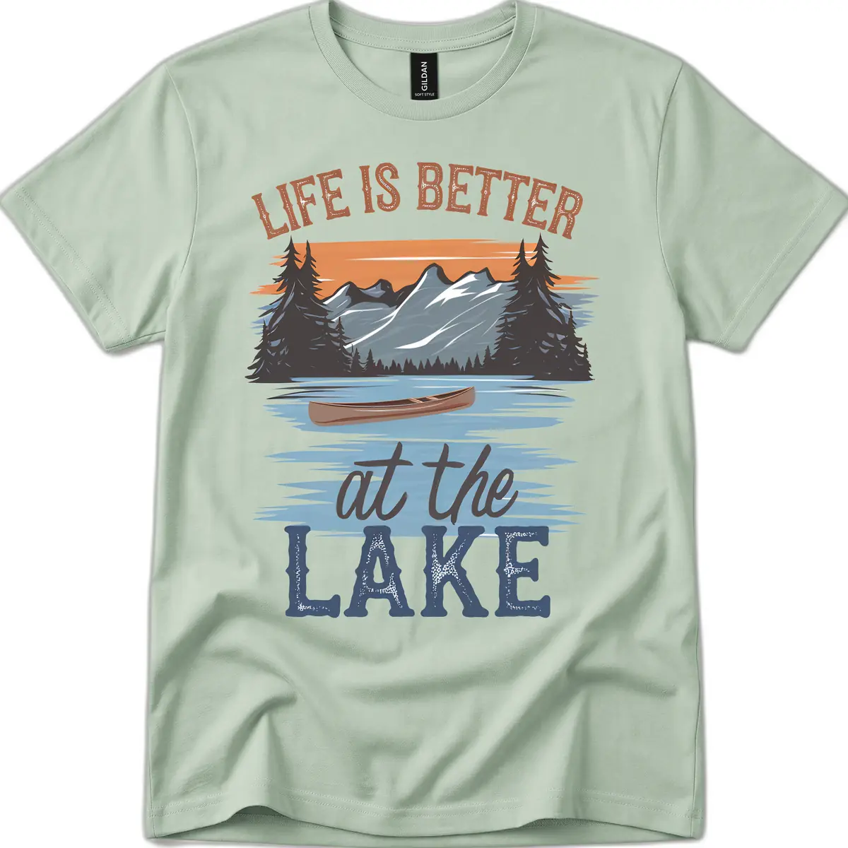 Life Is Better At The Lake Design T-Shirt in Sage