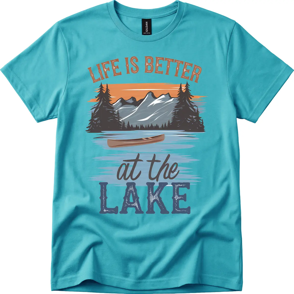 Life Is Better At The Lake Design T-Shirt in Tropical Blue