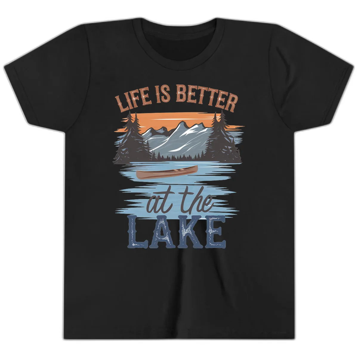 Life Is Better At The Lake Design Youth T-Shirt in Black