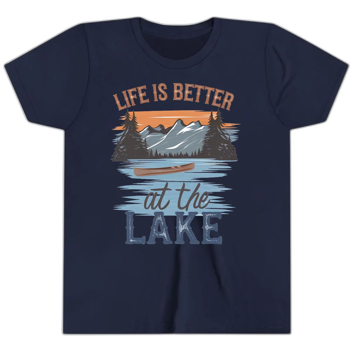 Life Is Better At The Lake Design Youth T-Shirt in Navy