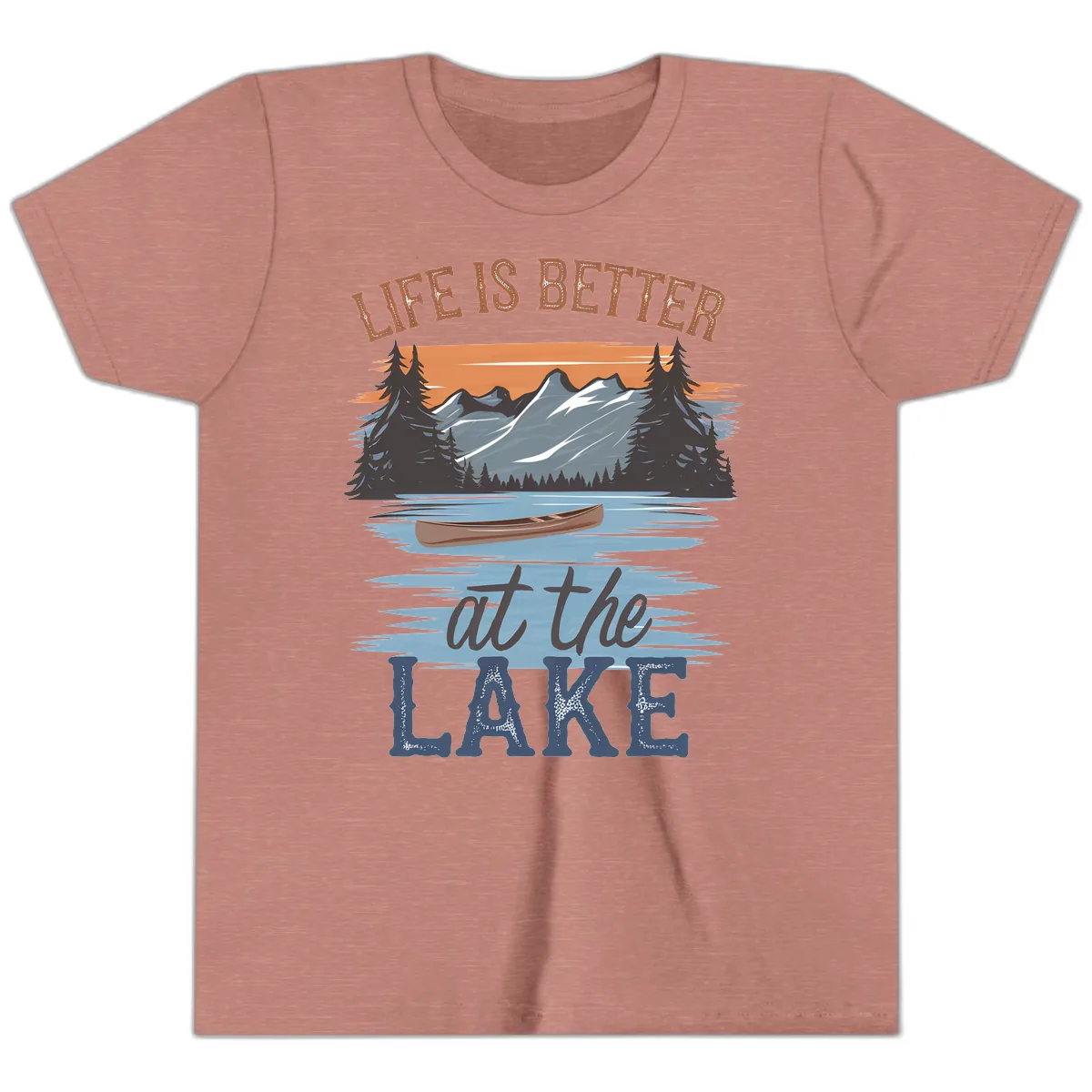 Life Is Better At The Lake Design Youth T-Shirt in Heather Mauve