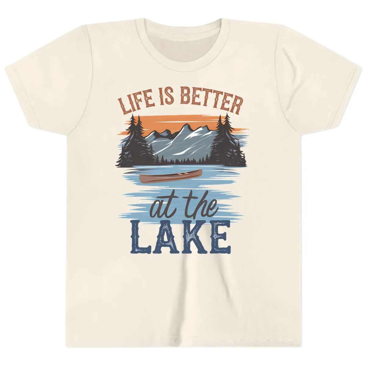 Life Is Better At The Lake Design Youth T-Shirt in Natural