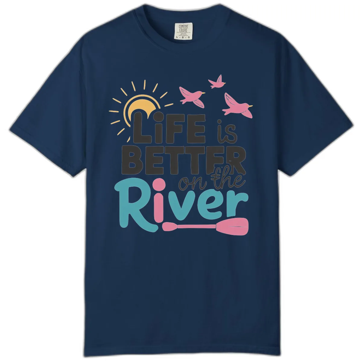 Life Is Better On The River Comfort Color in Navy