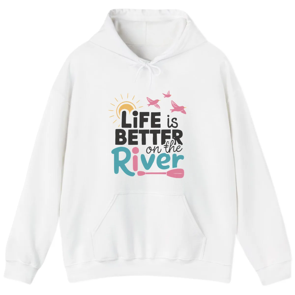 Life Is Better On The River Hoodie in White