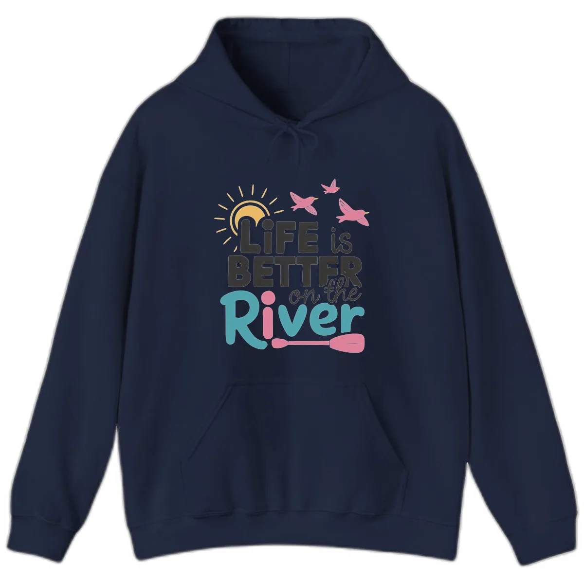Life Is Better On The River Hoodie in Navy