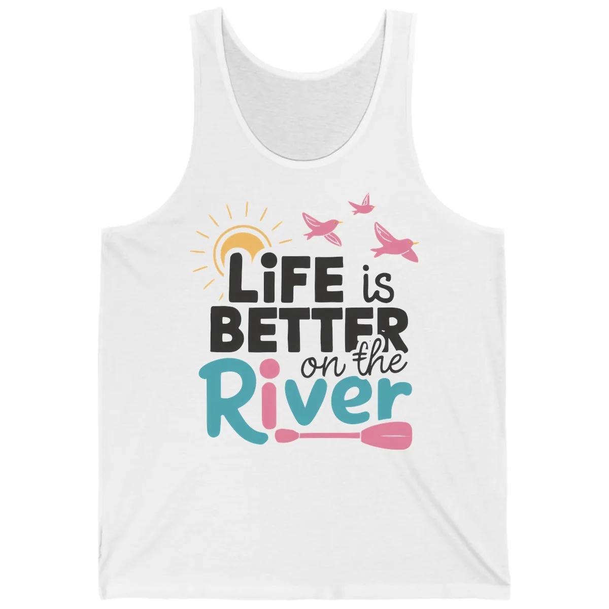 Life Is Better On The River Tank in White