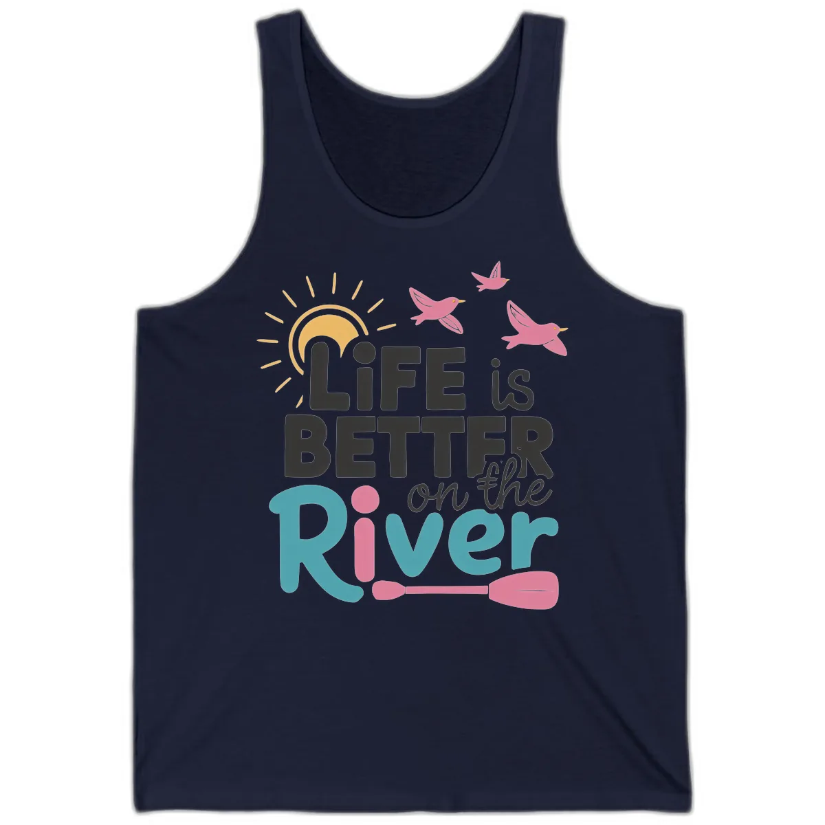 Life Is Better On The River Tank in Navy