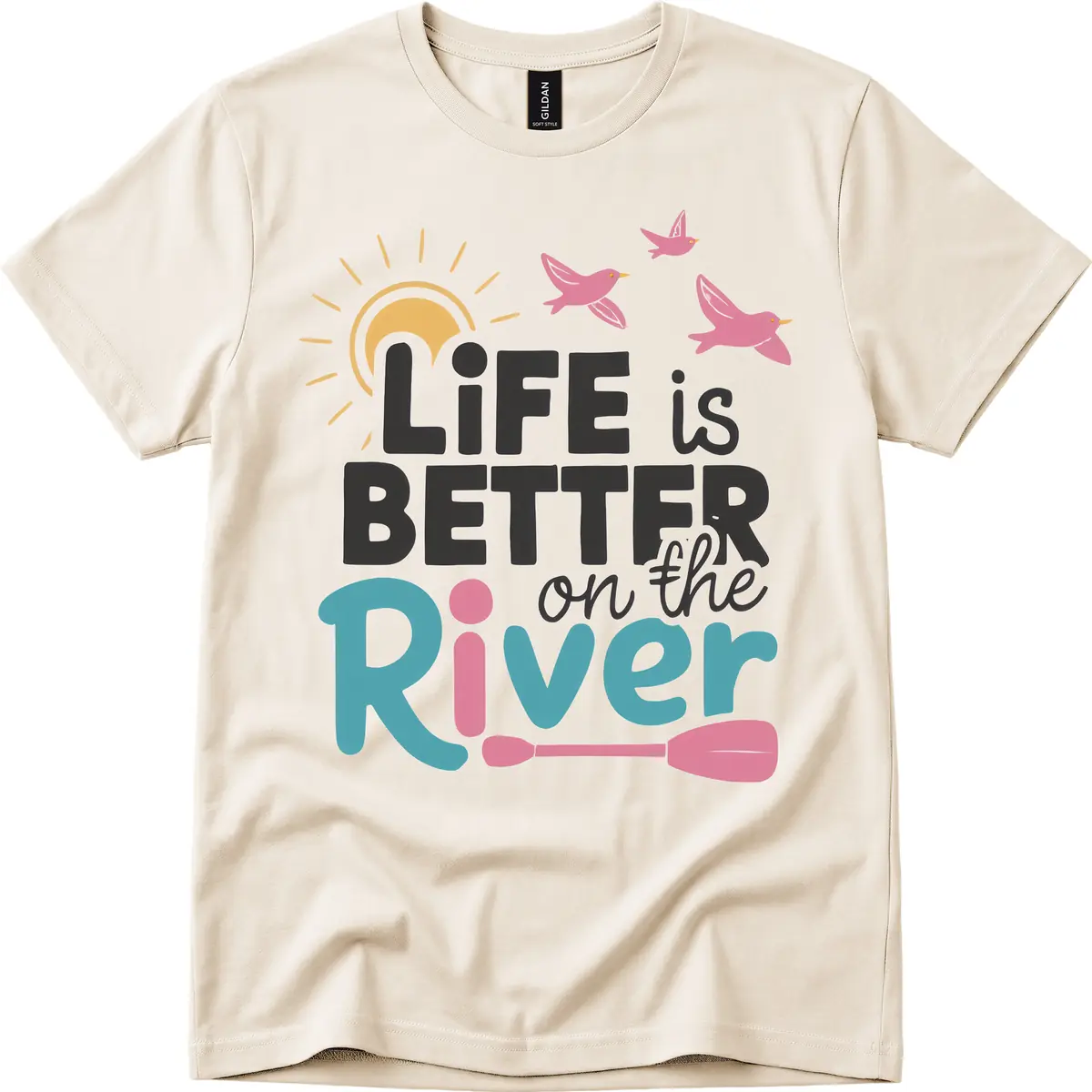 Life Is Better On The River T-Shirt in Natural