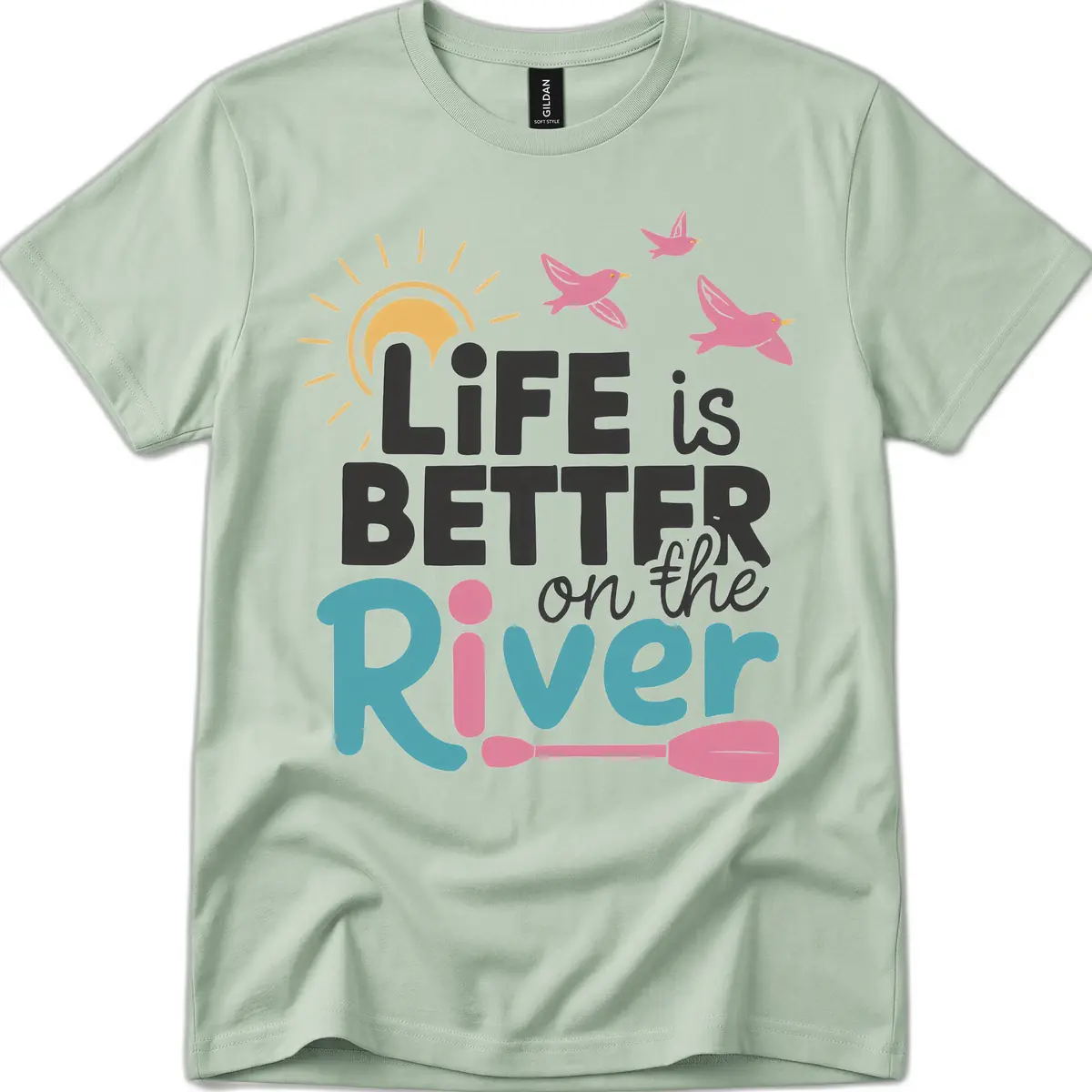Life Is Better On The River T-Shirt in Sage