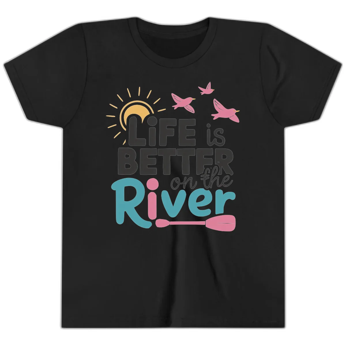 Life Is Better On The River Youth T-Shirt in Black