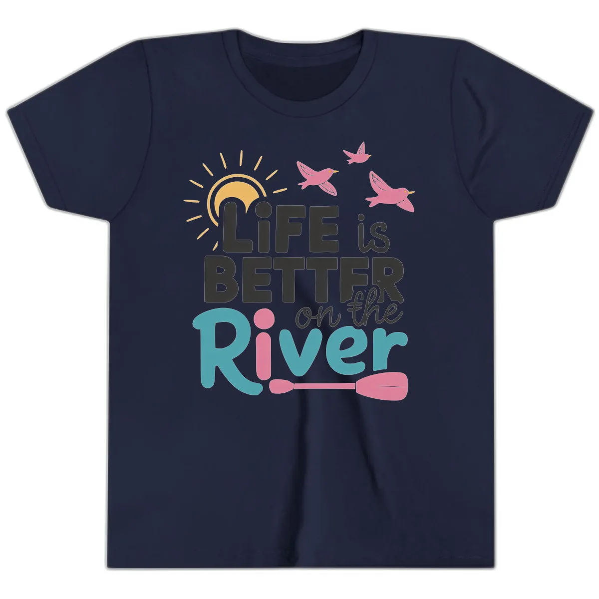 Life Is Better On The River Youth T-Shirt in Navy