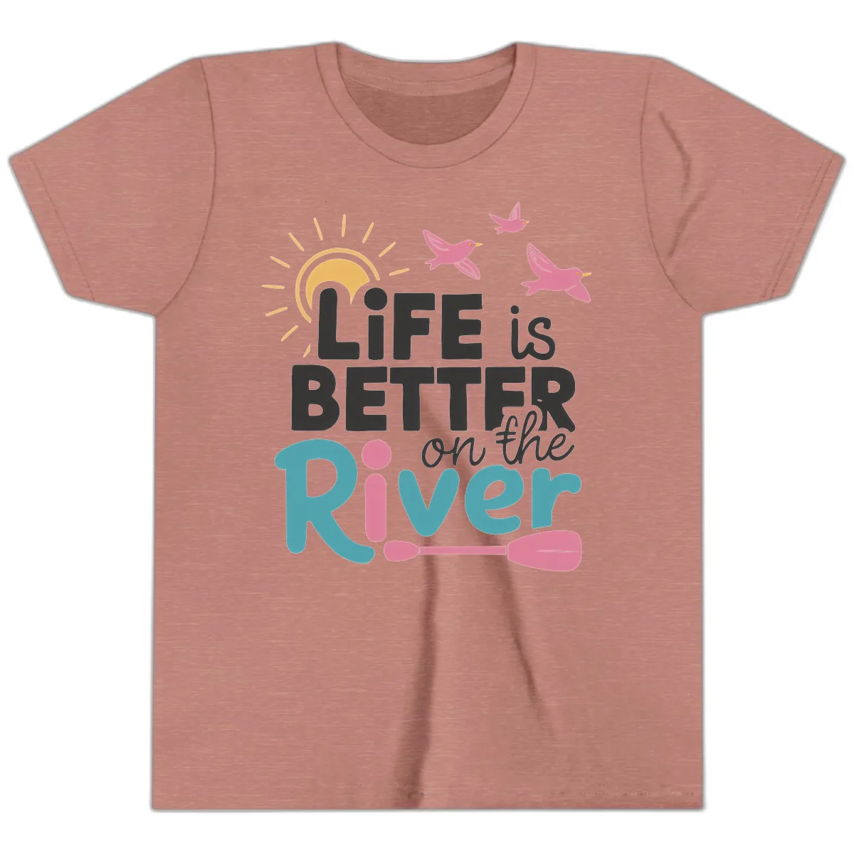 Life Is Better On The River Youth T-Shirt in Heather Mauve
