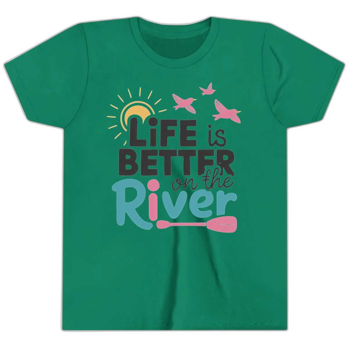 Life Is Better On The River Youth T-Shirt in Kelly