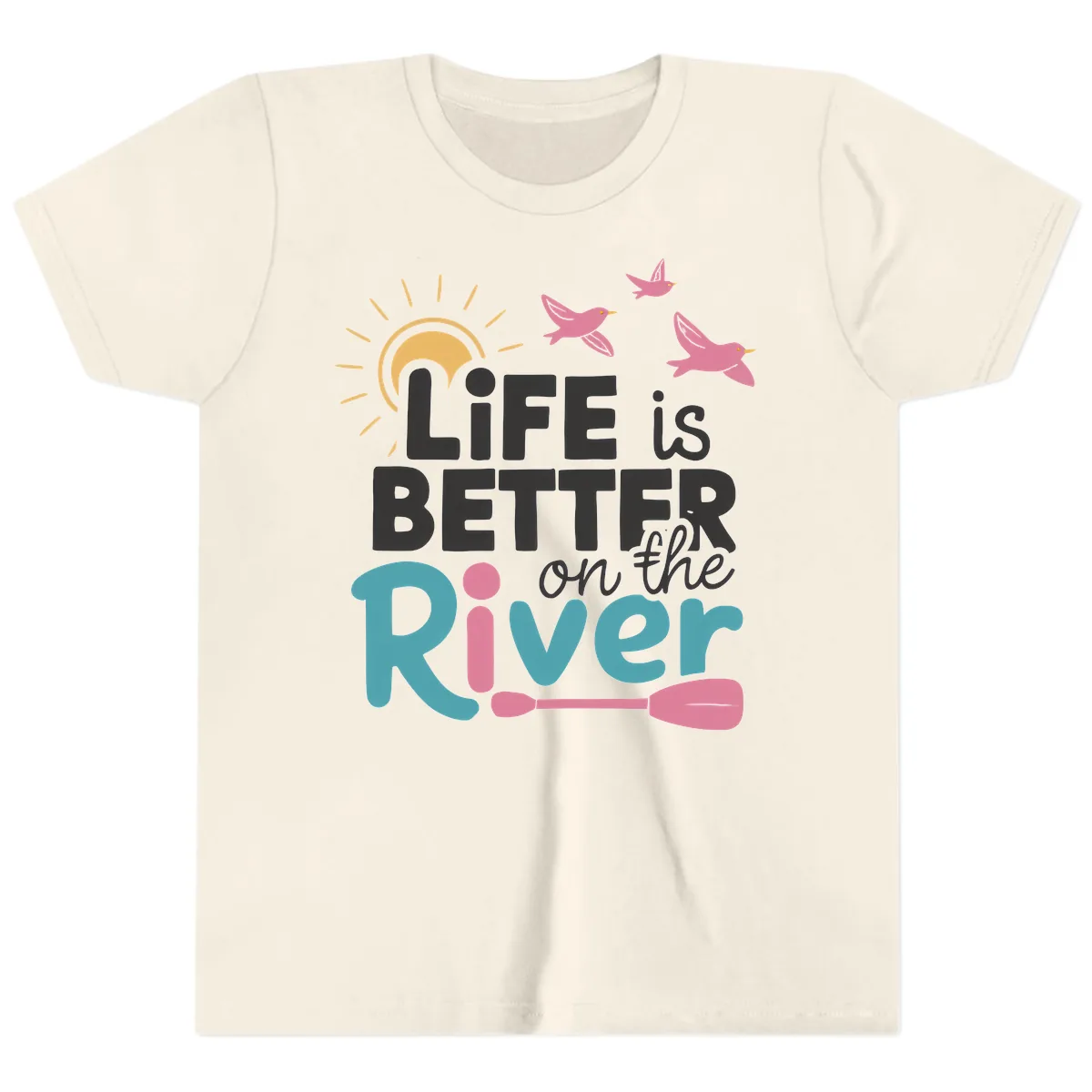 Life Is Better On The River Youth T-Shirt in Natural