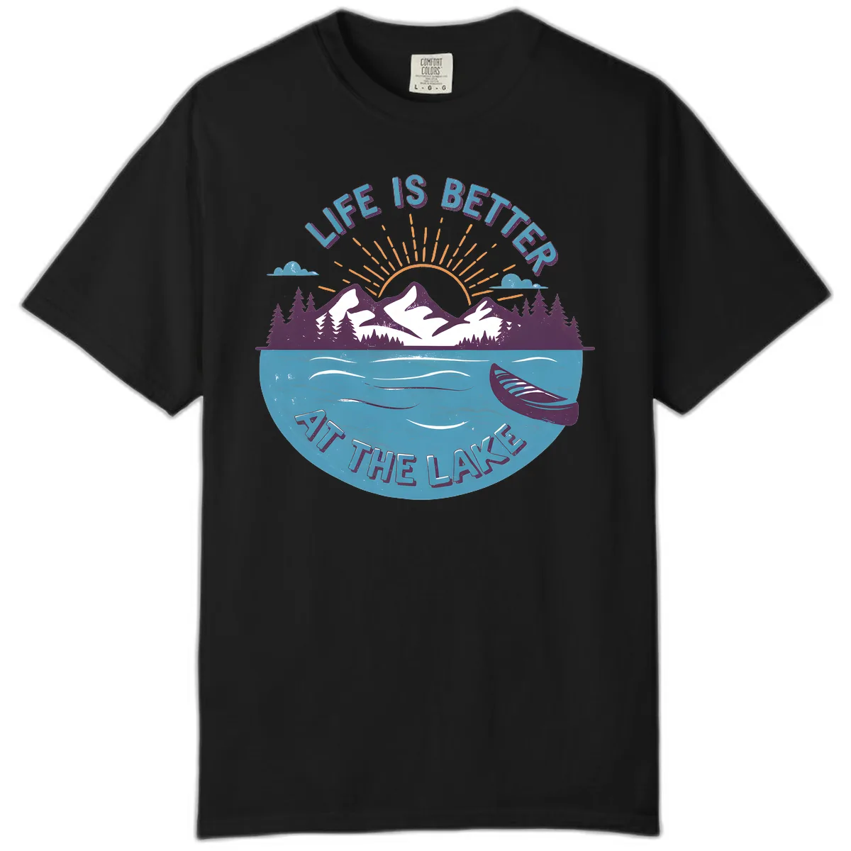 Life Is Better At The Lake Design Comfort Color in Black