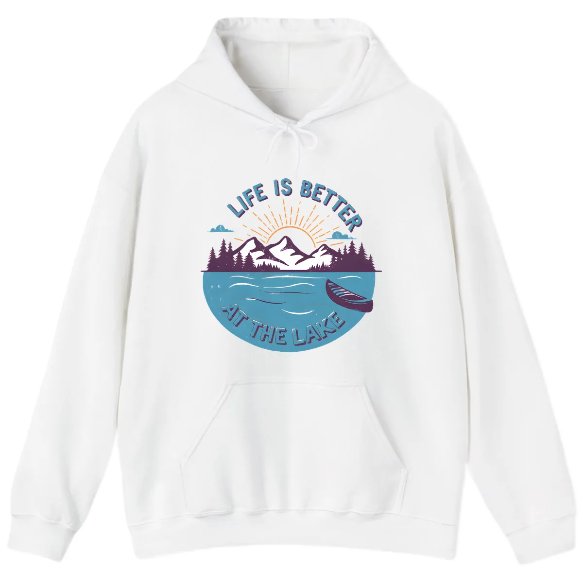 Life Is Better At The Lake Design Hoodie in White