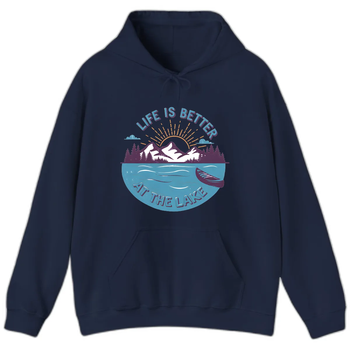 Life Is Better At The Lake Design Hoodie in Navy