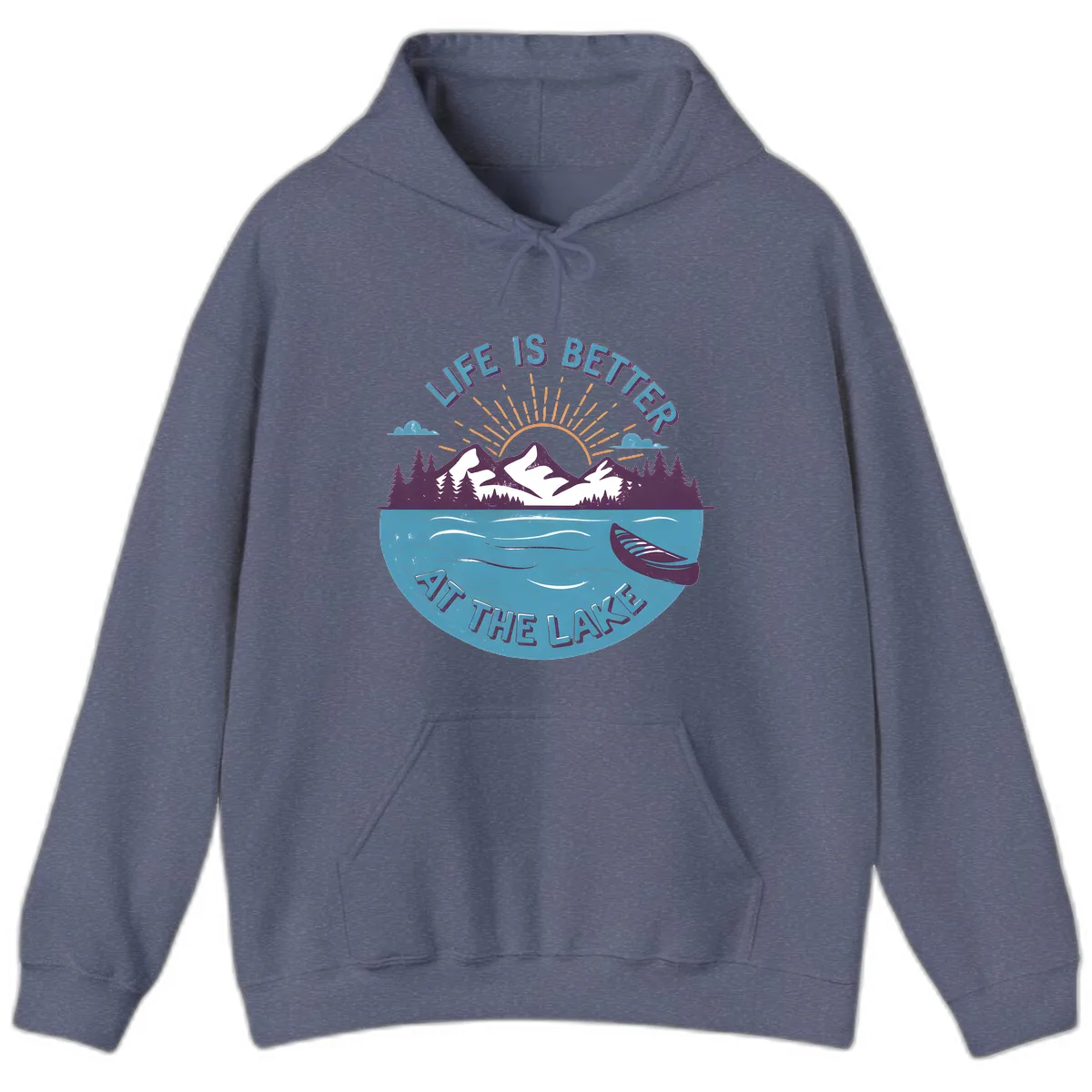 Life Is Better At The Lake Design Hoodie in Heather Navy