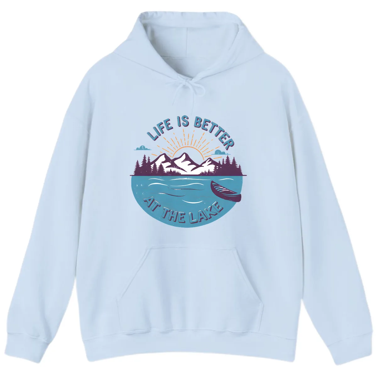 Life Is Better At The Lake Design Hoodie in Light Blue