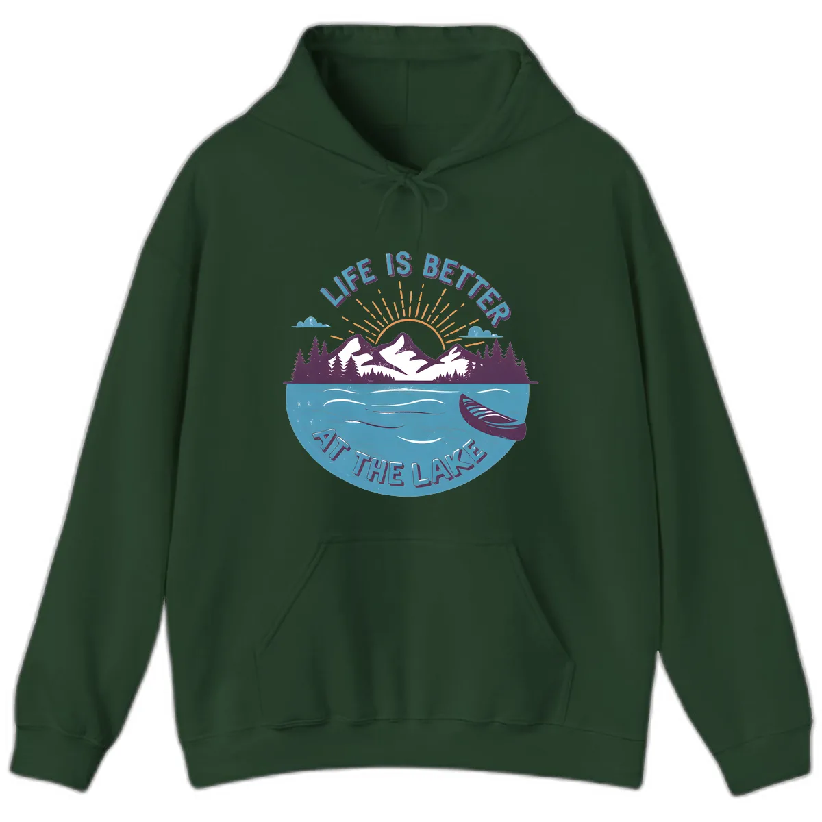 Life Is Better At The Lake Design Hoodie in Forest Green