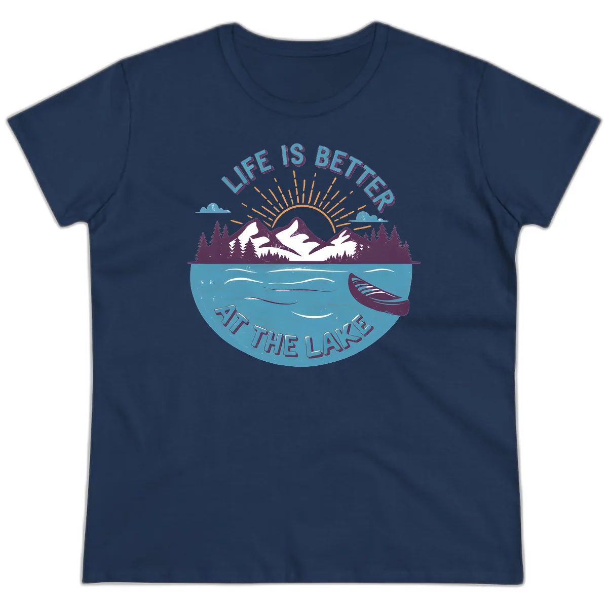Life Is Better At The Lake Design Ladies Tee in Navy