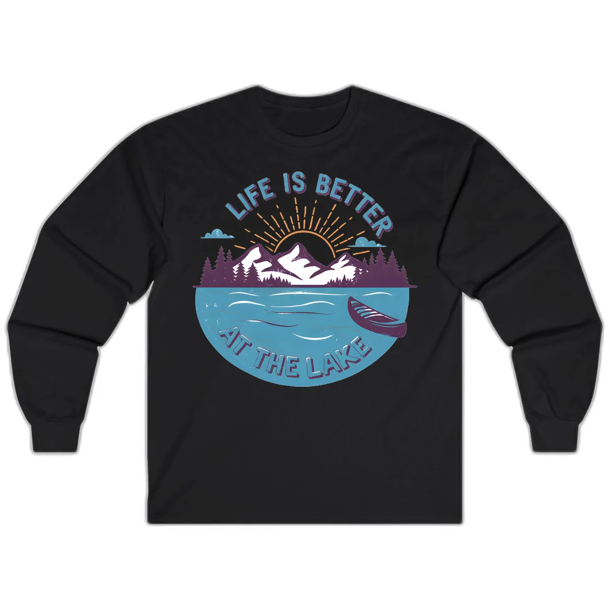 Life Is Better At The Lake Design Long Sleeve in Black