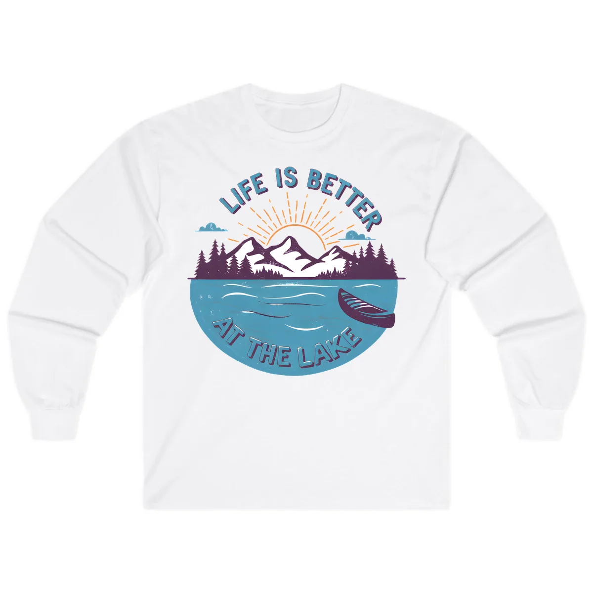 Life Is Better At The Lake Design Long Sleeve in White