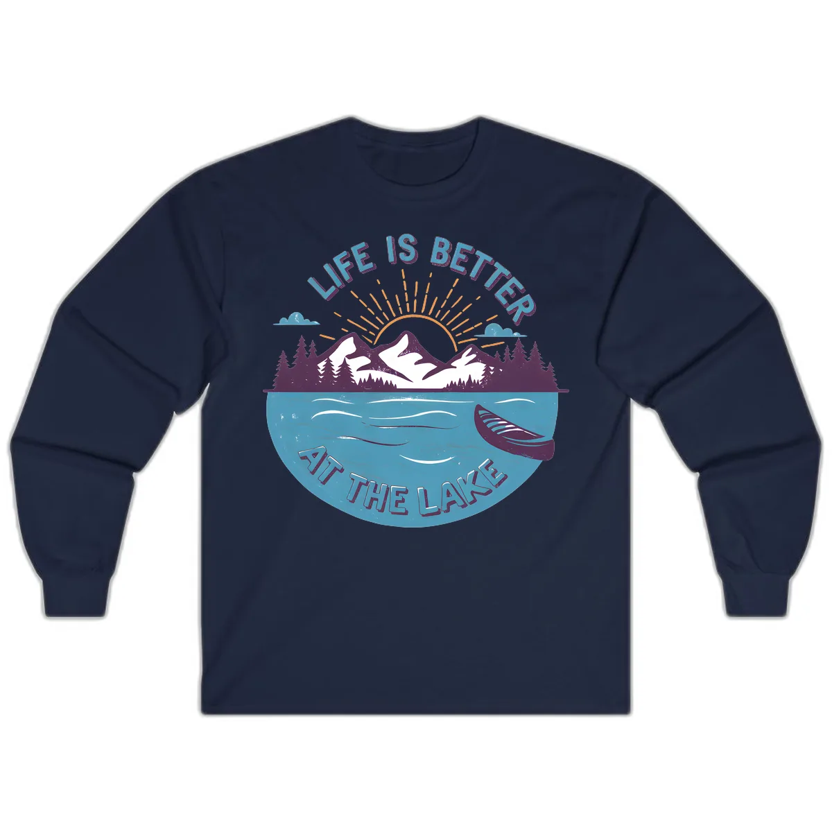 Life Is Better At The Lake Design Long Sleeve in Navy