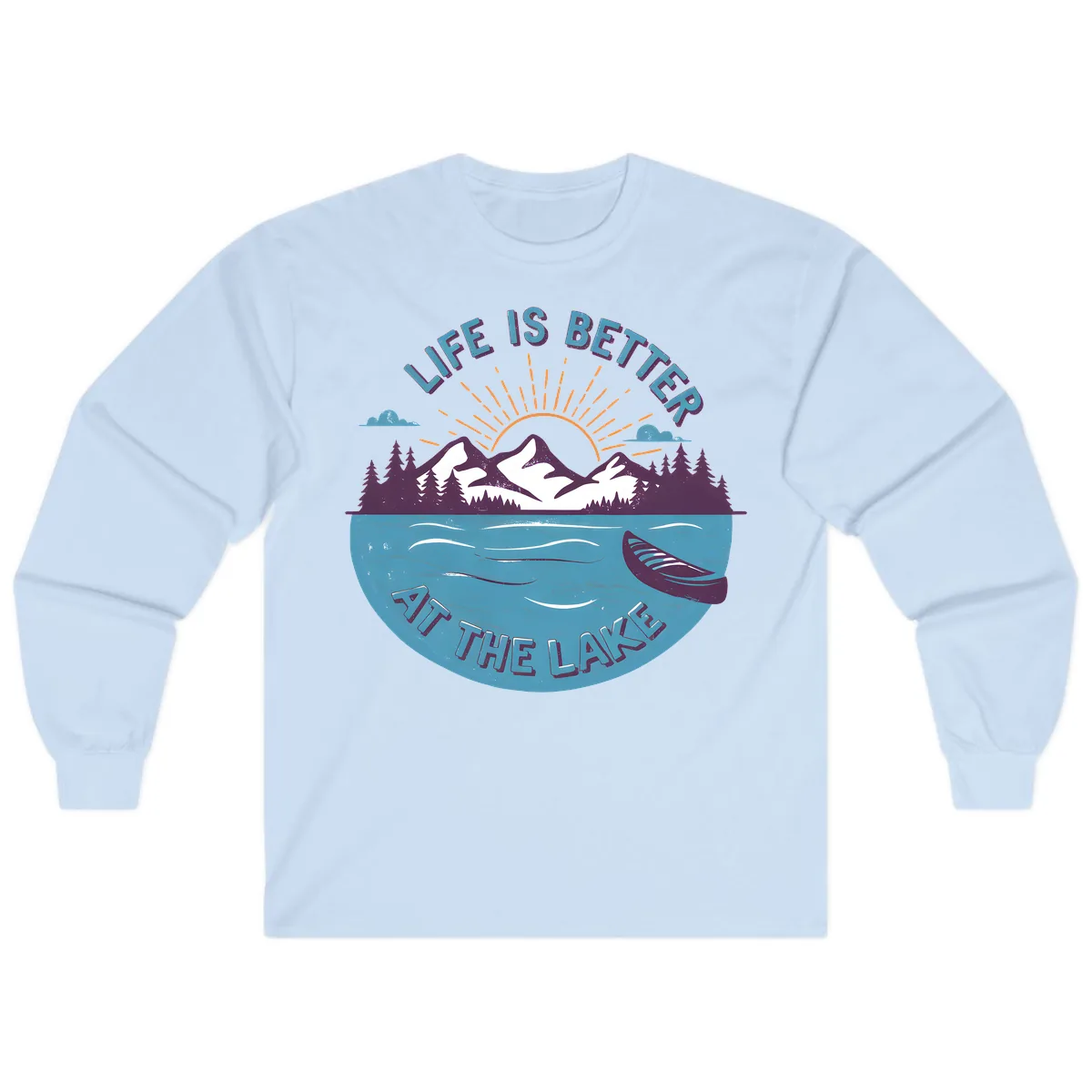 Life Is Better At The Lake Design Long Sleeve in Light Blue