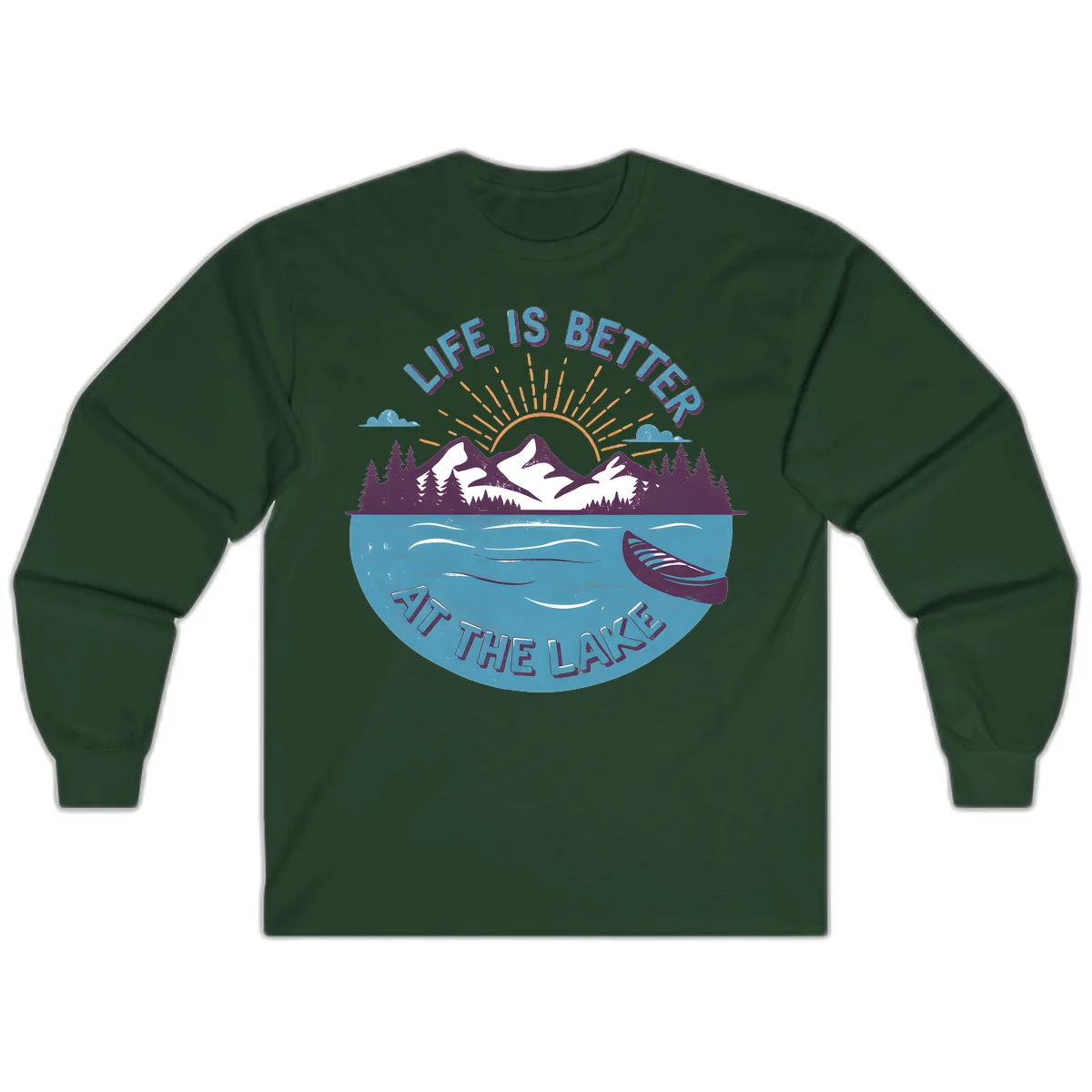 Life Is Better At The Lake Design Long Sleeve in Forest Green