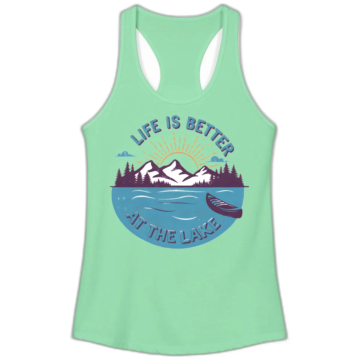 Life Is Better At The Lake Design Ladies Tank in Solid Mint
