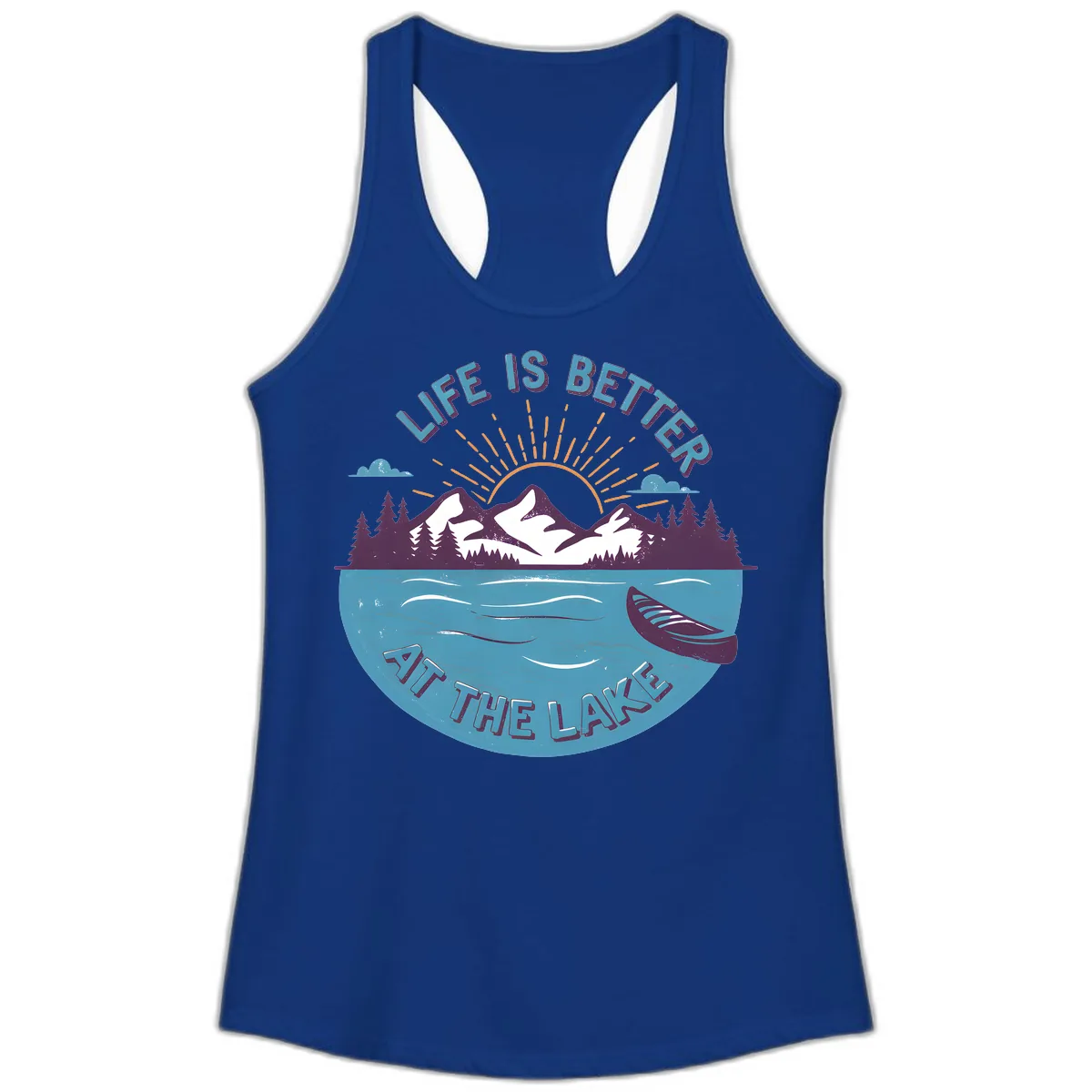 Life Is Better At The Lake Design Ladies Tank in Solid Royal