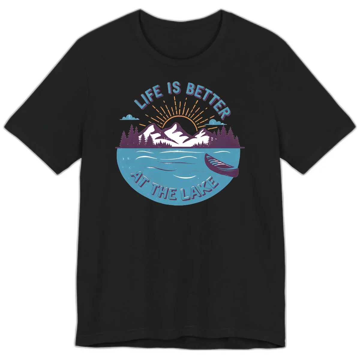 Life Is Better At The Lake Design Premium T-Shirt in Black