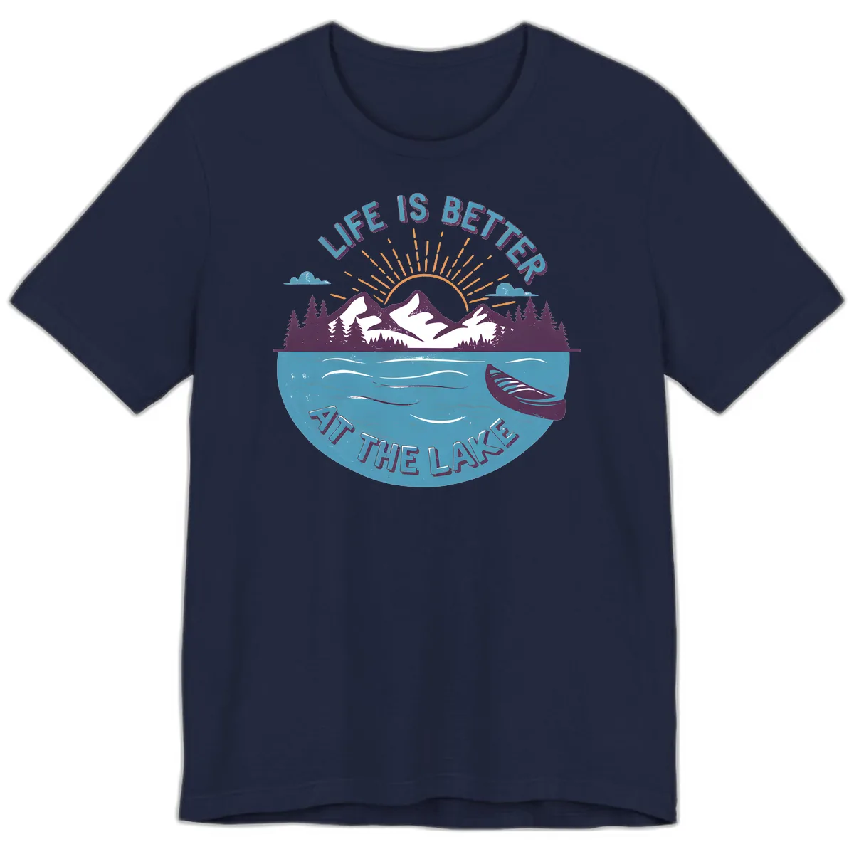Life Is Better At The Lake Design Premium T-Shirt in Navy