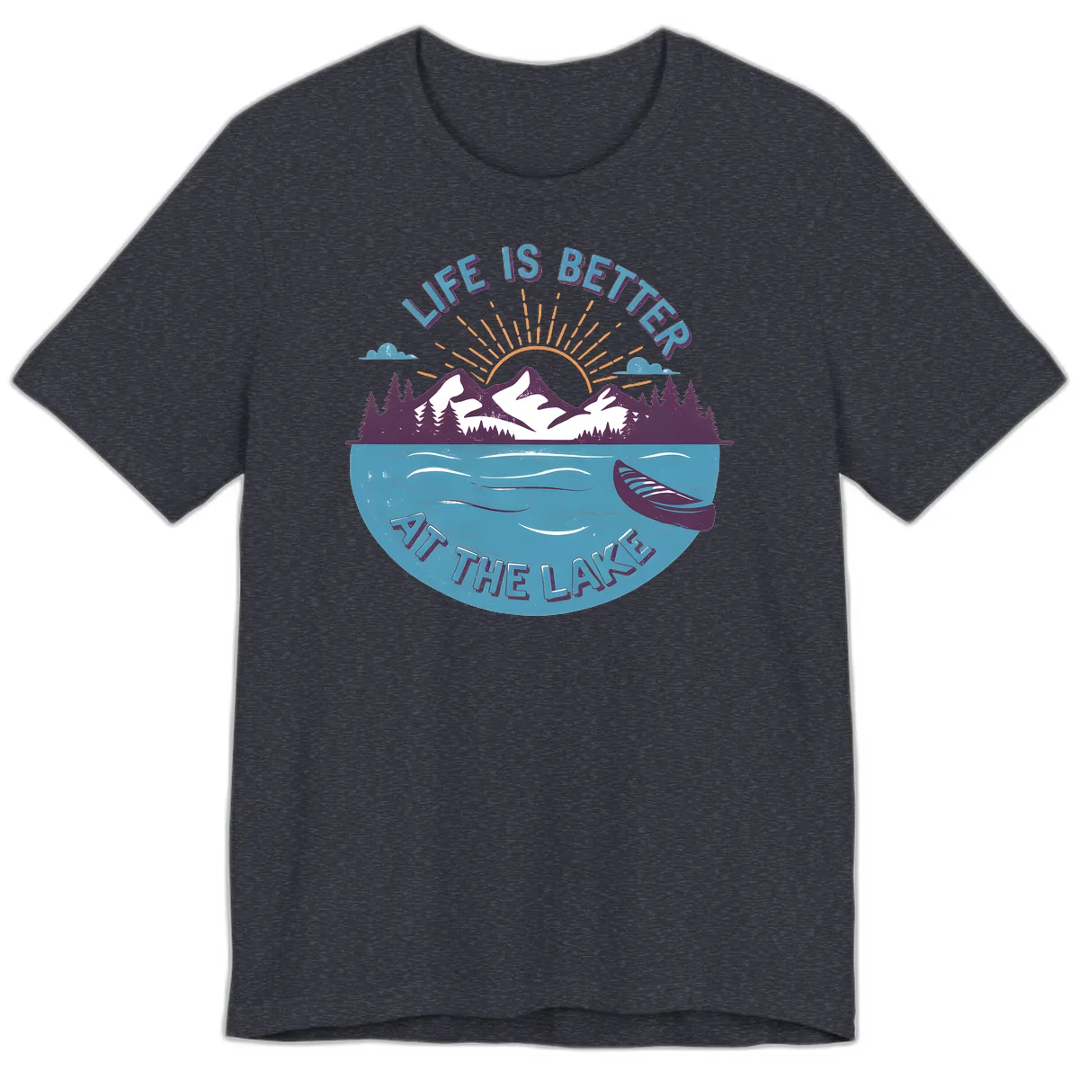 Life Is Better At The Lake Design Premium T-Shirt in Heather Navy