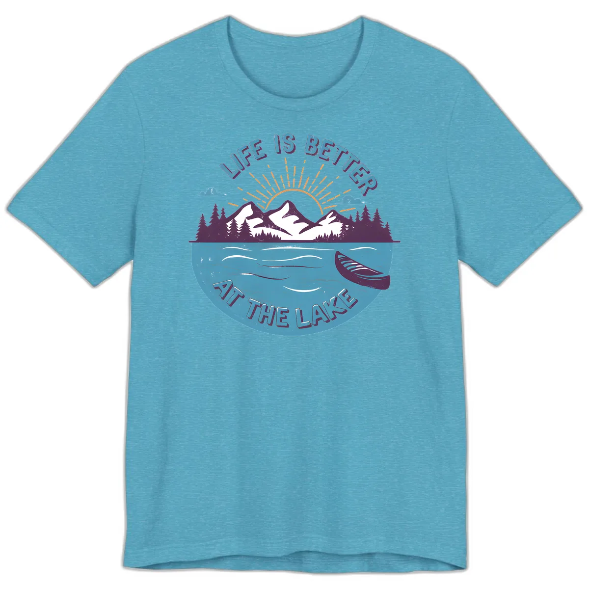 Life Is Better At The Lake Design Premium T-Shirt in Heather Aqua
