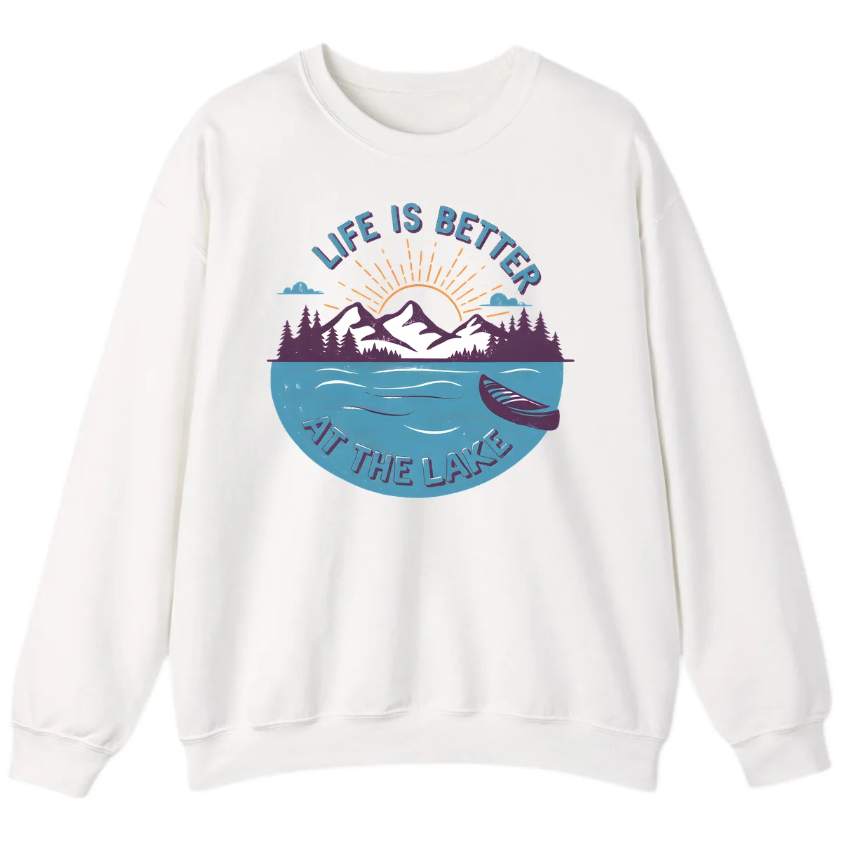 Life Is Better At The Lake Design Sweatshirt in White