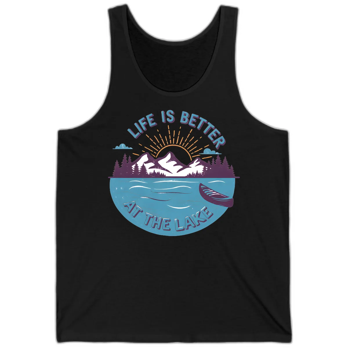 Life Is Better At The Lake Design Tank in Black