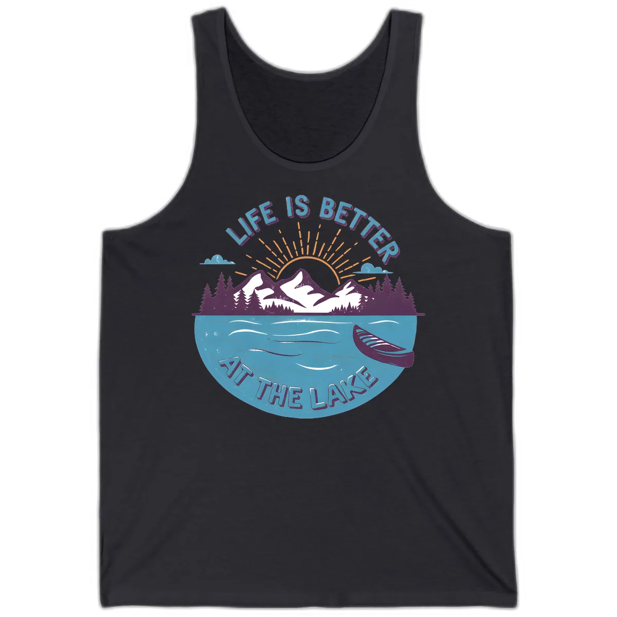 Life Is Better At The Lake Design Tank in Dark Grey