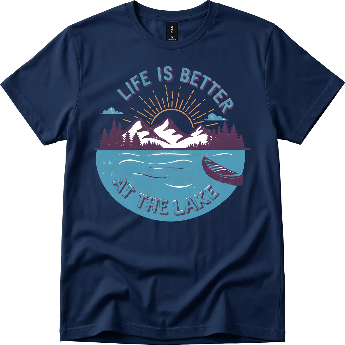 Life Is Better At The Lake Design T-Shirt in Navy