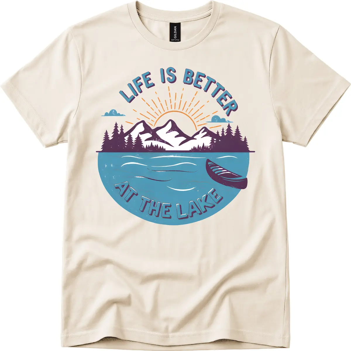 Life Is Better At The Lake Design T-Shirt in Natural