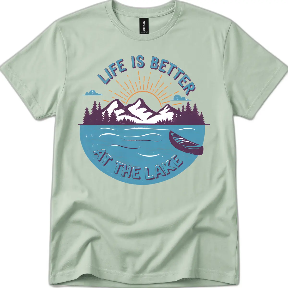 Life Is Better At The Lake Design T-Shirt in Sage