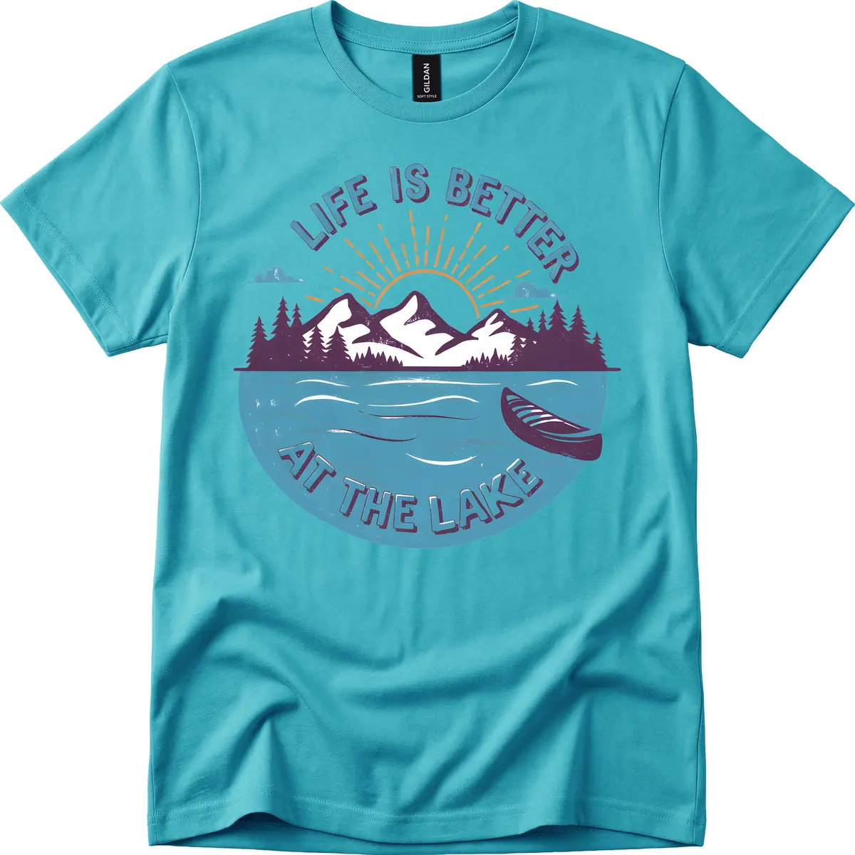 Life Is Better At The Lake Design T-Shirt in Tropical Blue